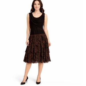 Crisca | Cowl Neck Ruffle Tiered Hemline Dress European